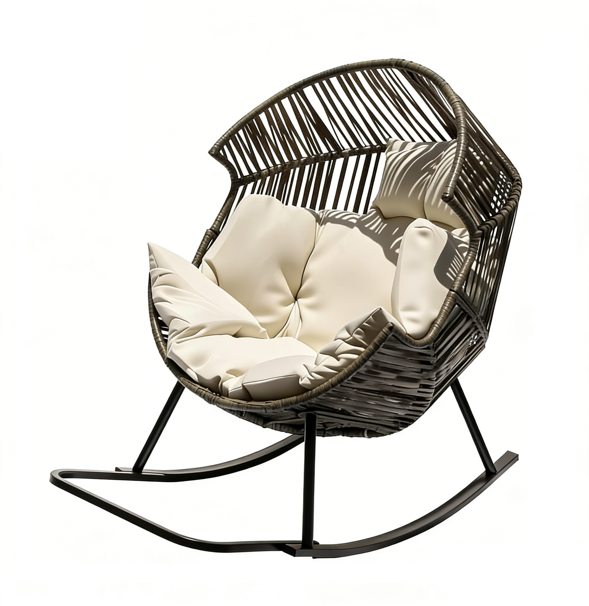 Oversized PE Rattan Rocking Recliner