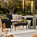 4PC Outdoor Sofa Garden Rattan Sofa Set w/ Coffee Table & Chairs