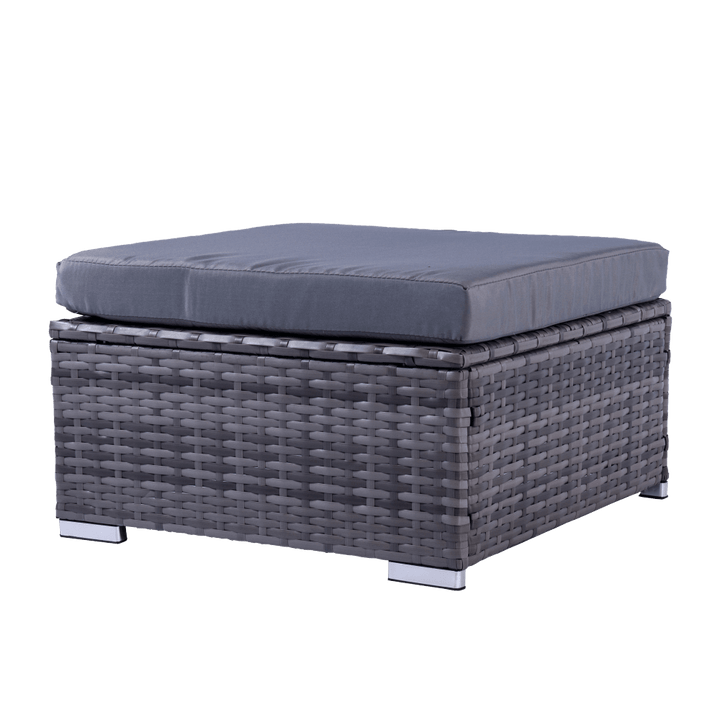 Grey Rattan Corner Sofa with footstool