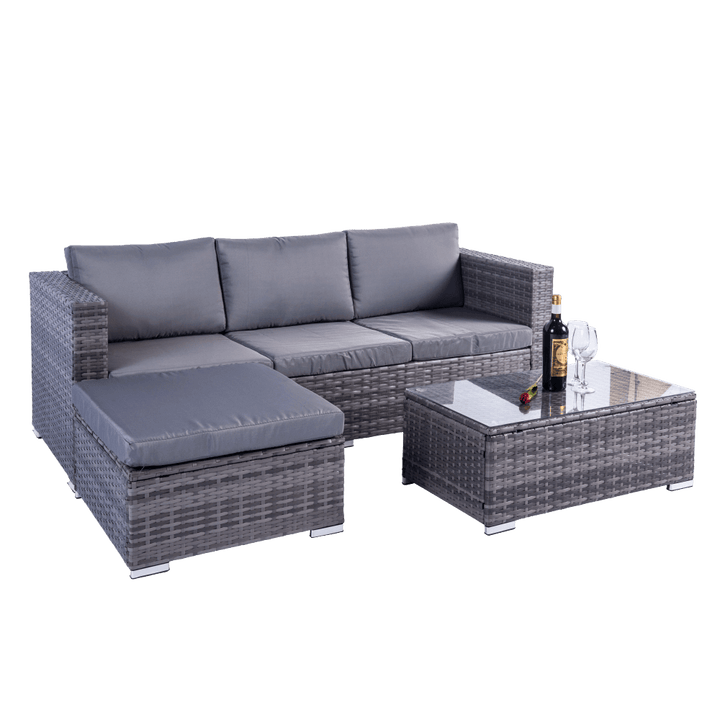 Grey Rattan Corner Sofa Set