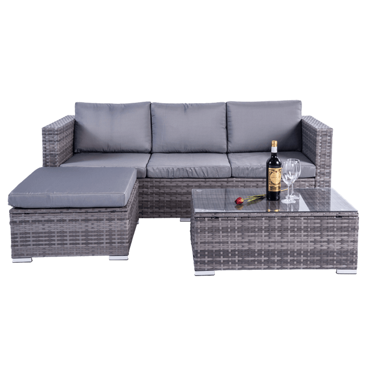 Grey Rattan Corner Sofa