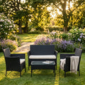 4PC Outdoor Sofa Garden Rattan Sofa Set w/ Coffee Table & Chairs