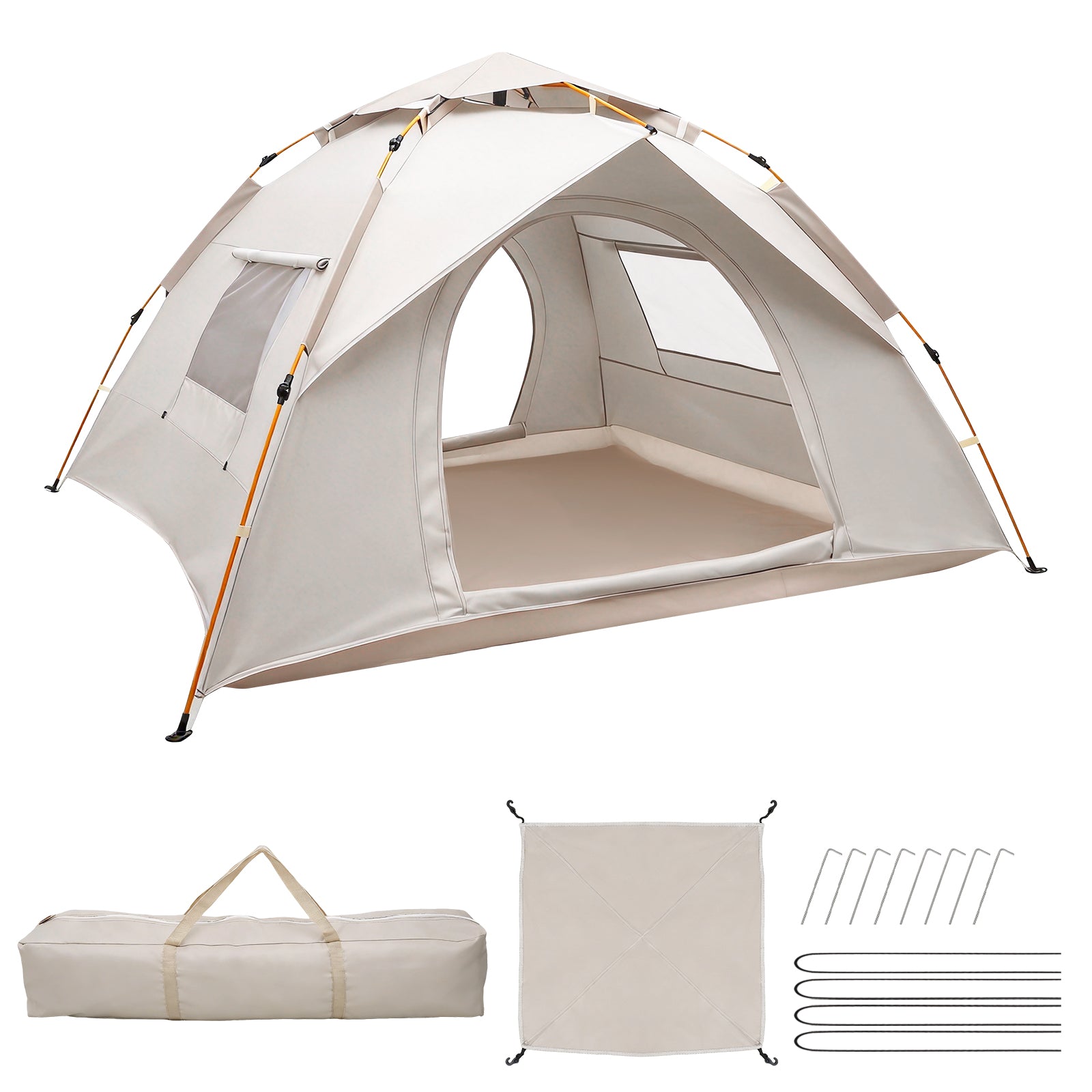 2 Person Instant Pop-up Camping Tent, Waterproof UV Protection Dual Doors Breathable Mesh Lightweight with Carry Bag for Family Camping Hiking Festivals