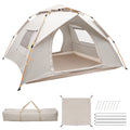 3-4 Person Instant Pop-up Camping Tent, Waterproof UV Protection Dual Doors Breathable Mesh Lightweight with Carry Bag for Family Camping Hiking Festivals