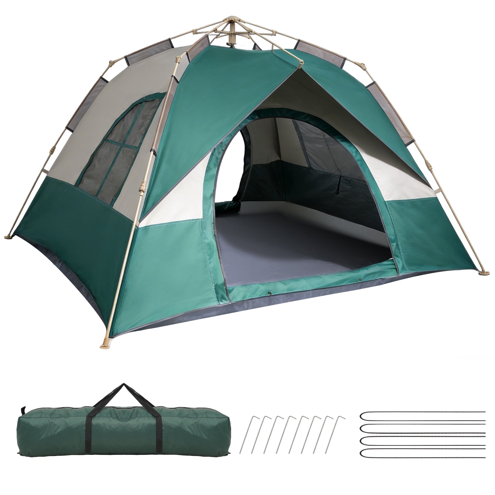 Instant Pop-up Camping Tent 4-6 Person Waterproof UV Protection Dual Doors Breathable Mesh Lightweight Portable Tent with Carry Bag for Family Camping Festivals Hiking