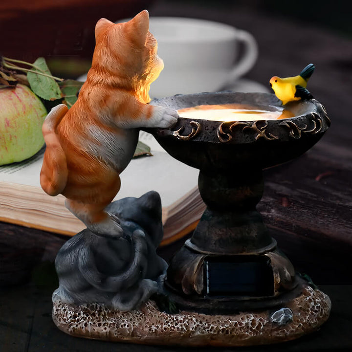 decorative solar garden lights cat statue