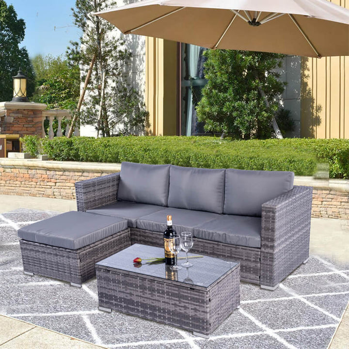 grey rattan sofa set 4 seater outdoor