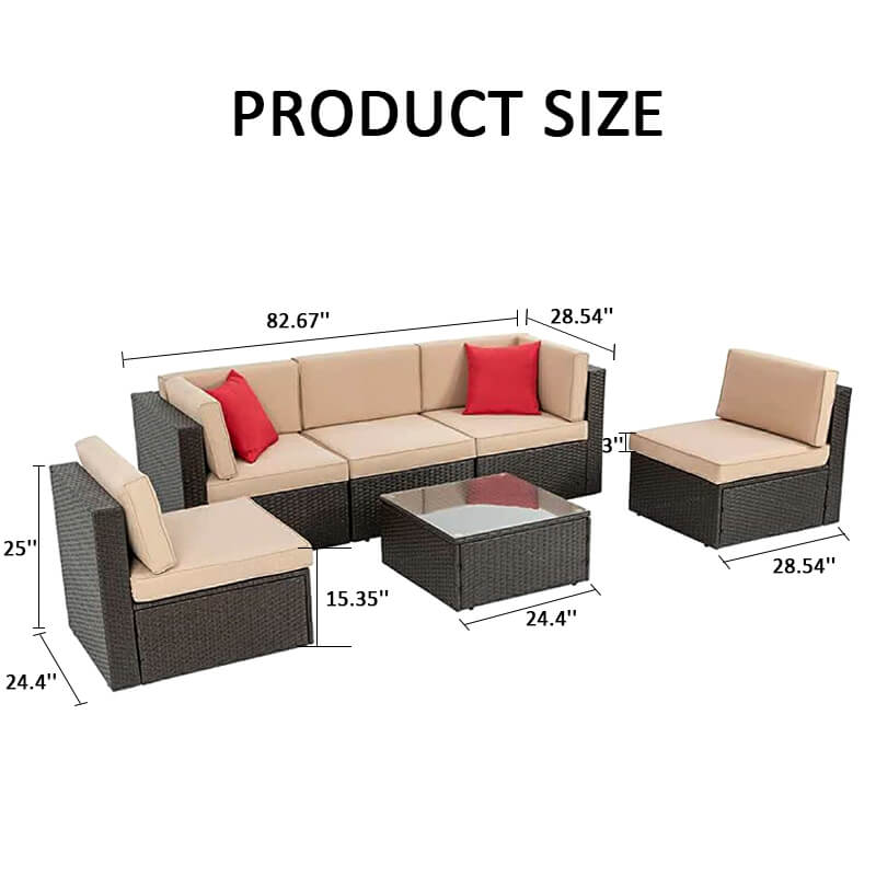 rattan sofa 5 seater set size