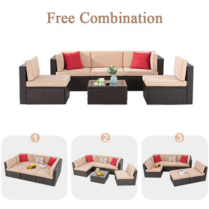 rattan corner sofa free combination