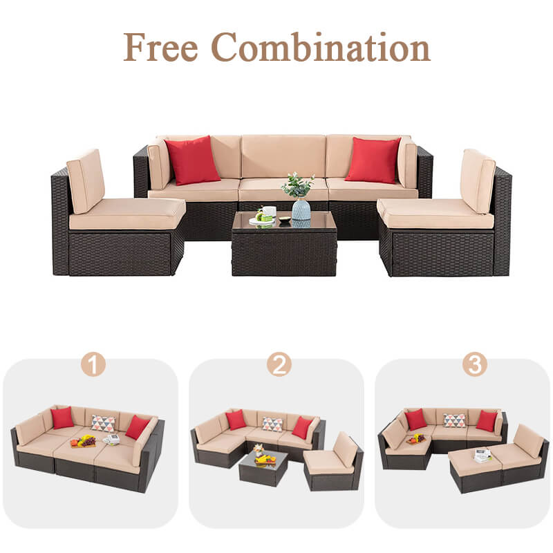 rattan corner sofa free combination